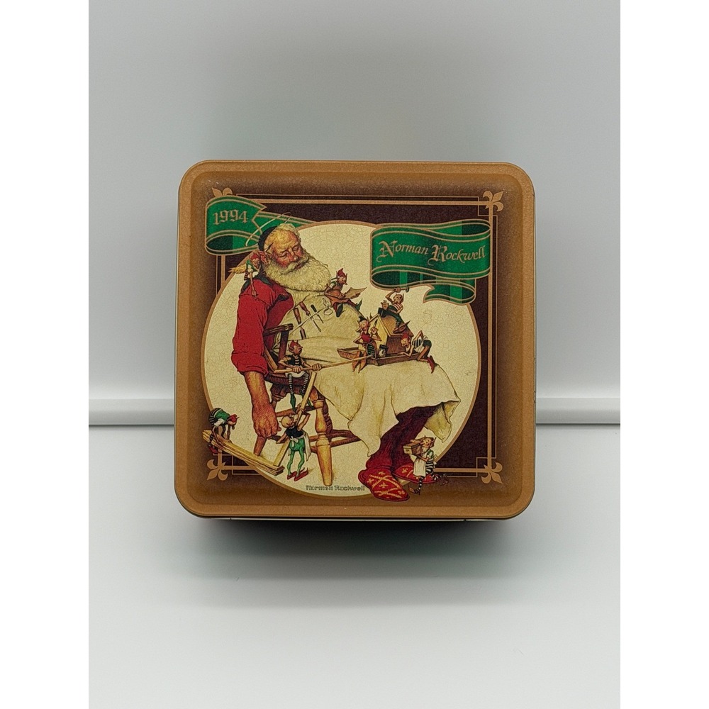 Vintage 1994 Snickers Norman Rockwell Santa and His Helpers Christmas Tin